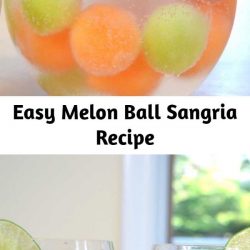 Easy Melon Ball Sangria Recipe Refreshing and delicious melon ball sangria, the most beautiful sangria recipe! All you need is only a few ingredients: watermelon, cantaloupe and honeydew melons, moscato wine, sugar, lime, and sparkling water.