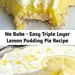 No Bake - Easy Triple Layer Lemon Pudding Pie Recipe This easy & simple no bake triple layer lemon pudding pie is the perfect summertime dessert! You only need 5 ingredients for a sweet and creamy lemon pudding pie that is no bake and so simple to make. #weightwatchers #nobake #lemoncake #desserts #slimmingworld #weight_watchers
